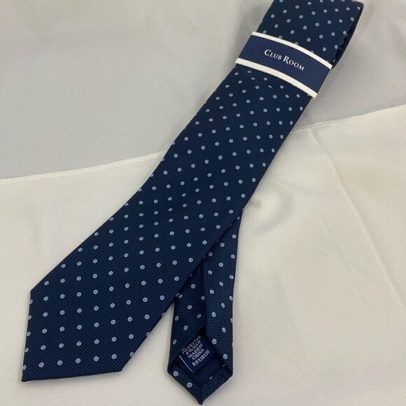Club Room Men’s Blue Polka Dot Tie - Picture 1 of 4